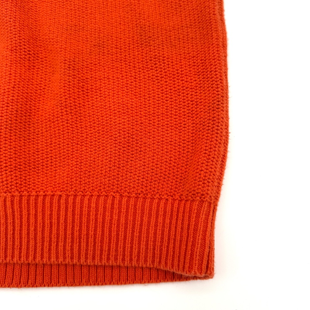 Loft Women's Honeycomb Stitch V-Neck Sweater Size XSP Petite Orange Ribbed Shirt - Picture 7 of 7